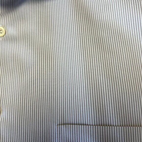 Pronto Uomo Dress Shirt Men's 18 32/33 Gray Striped Long Sleeve No Iron Slim Ft - Picture 8 of 10